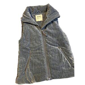 Dylan Los Angeles Women’s M Chenille Hooded Moto Zip Puffer Vest Blue Soft Luxe